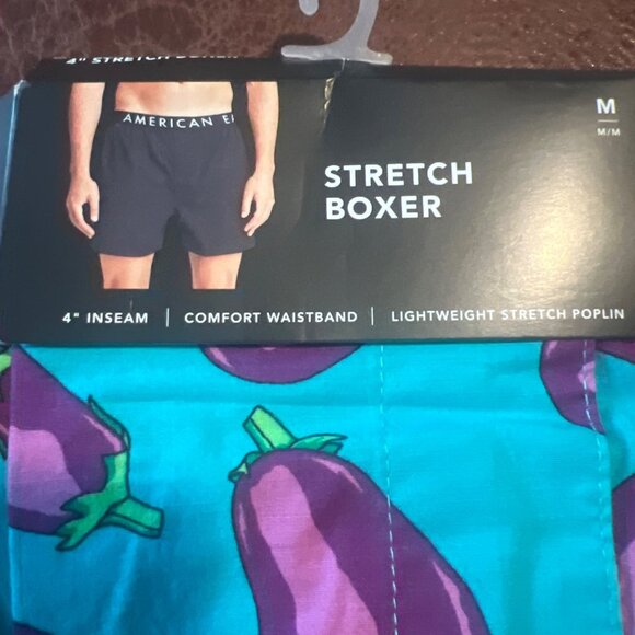 American Eagle Mens Stretch Boxer M Eggplant Print 4" Inseam Lightweight NWT #8 - Picture 5 of 5